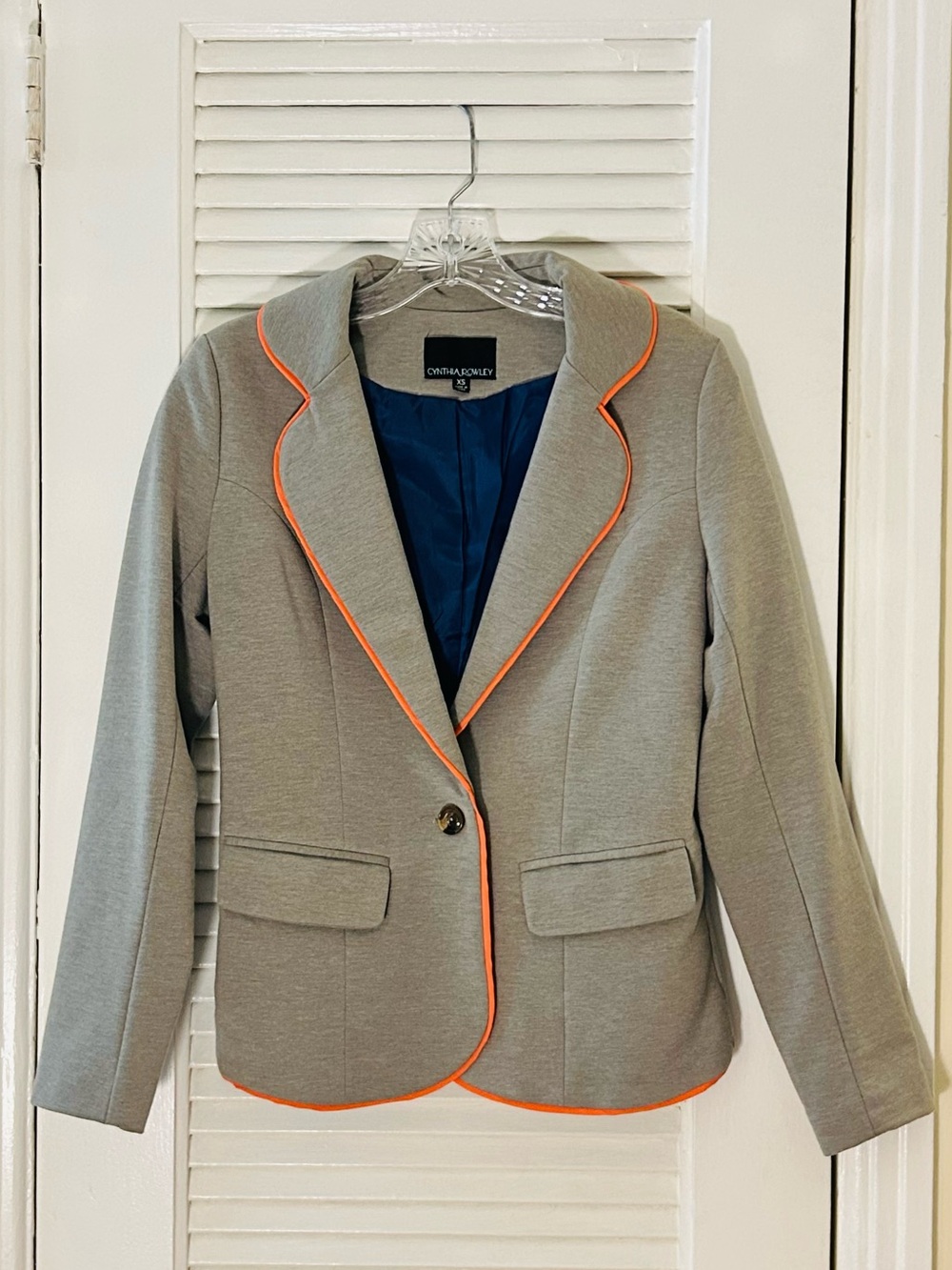 Cynthia Rowley Gray Blazer with Orange Trim